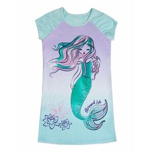 Wonder Nation Kids Plus Large (10/12) Mermiad Short Sleeve Sleep Gown NEW